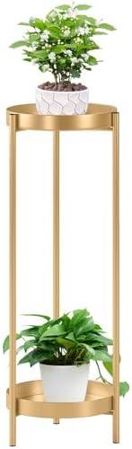 Philodwell Metal Gold Tall Plant Stand Indoor or Outdoor - 30 inch 2 Tier Modern Corner Planter Shelf Rack with 2 Removable Display Shelves(10 inch) for Bedroom Living Room Balcony Philodwell Metal Gold Tall Plant Stand Indoor or Outdoor - 30 inch 2 Tier Modern Corner Planter Shelf Rack with 2 Removable Display Shelves(10 inch) for Bedroom Living Room Balcony