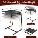 TV Trays Set of 2 - Folding TV Tray Adjustable Dinner Trays for Eating On Couch Wooden Tables Mate Stand Foldable Black Desk with Cup Holder Portable