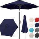 FLAME&SHADE 7.5ft Patio Umbrella - Outdoor Umbrella with Push Button Tilt and Crank for UV Protection, Table Market Umbrella for Garden, Deck, Backyard, Pool and Beach(Navy Blue)