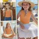 Girls' Tank Tops Sleeveless Shirts | Ribbed Knit, V Neck, Slim Fit, Summer, Casual, Basic Undershirts, Cute, for Kids 5-14Y, Teen, Solid Color, Back to School