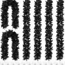 Fovths 6 Pack Halloween Black Fall Maple Garland Decorations 5.8 Feet Maple Leaf Garlands with Hooks Artificial Hanging Foliage Vine Garland for Autumn Halloween Thanksgiving Home Decorations