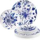 Kochorie 36 Pieces White & Blue Floral Disposable Plastic Plates, 10.25" and 7.5" Dinner and Dessert Plates Serving Dish Tray Heavy Duty Party Tableware Supplies for Weddings Birthdays