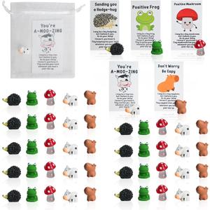 Musepoint Employee Appreciation Gifts Bulk for Coworkers 50 Set, Thank You Staff Gifts Mini Animal Pun Card,and Organza Bags, Ideal for Office Graduation Employee Appreciation Birthday Wedding