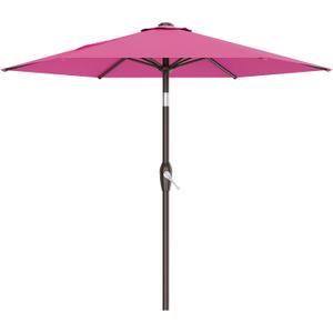 AreShark 7.5FT Patio Umbrella Table Market Umbrella with 6 Sturdy Ribs, Button Tilt/Crank, Heavy-Duty Outdoor Umbrellas for Pool, Deck, Garden and Backyard, Rose Pink