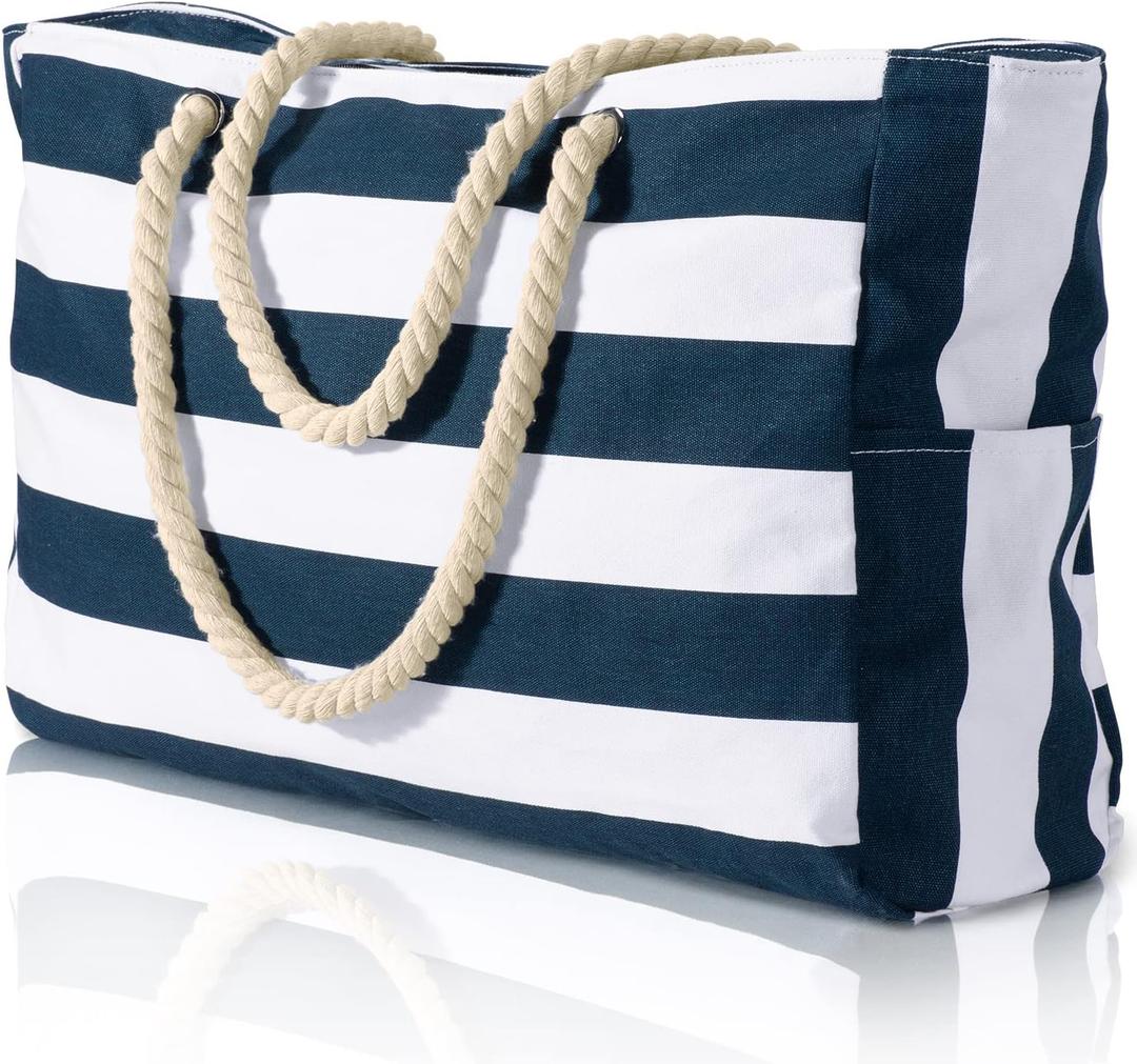 Becokan Beach Bags for Women Large Waterproof Beach Tote Bag Zipper Beach Bags Waterproof Sandproof Swim Pool Bag Large Tote