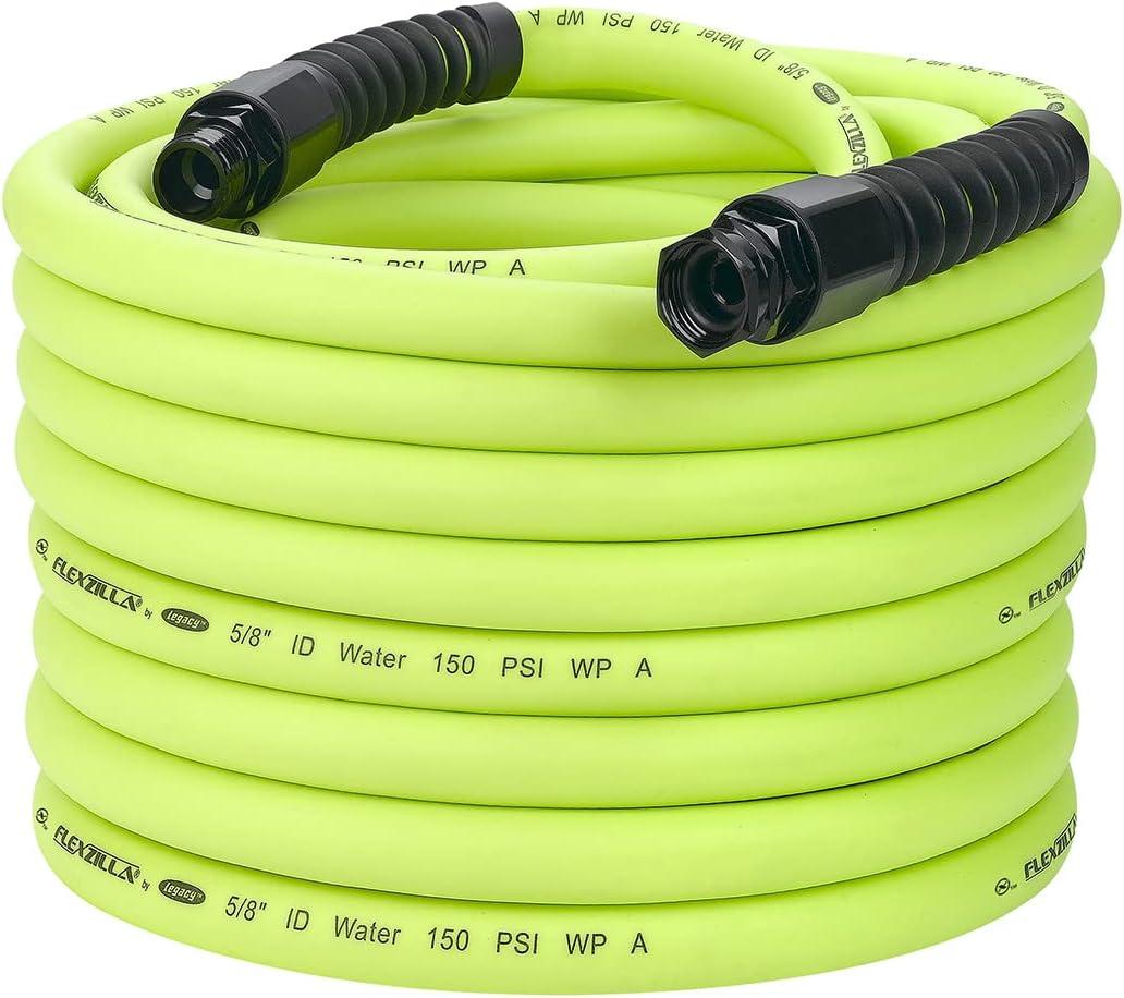 Flexzilla Pro Water Hose with Reusable Fittings, 5/8 in. x 100 ft., Heavy Duty, Lightweight, Drinking Water Safe, ZillaGreen - HFZWP5100-E
