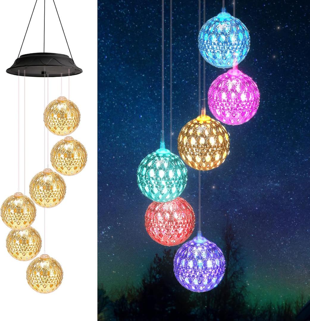 Birthday Gifts for Women Mom Grandma, Gardening Gifts for Women, Ball Solar Wind Chimes for Outside, Wind Chimes Outdoor Waterproof, Solar Lights Outdoor Decorative for Garden Patio Yard