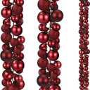 Yuxung 2 Pcs Christmas Ball Garland 6 ft Ball Ornaments Christmas Bulb Garland Xmas Tree Bauble Decorations for Party Supplies Indoor Outdoor Home Office Decoration Accessories(Burgundy)