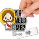 4 x Retractable Y'all Need Me Badge Reel with Alligator Clip, Funny Glitter Badge Holder Gifts for Doctors Nurses Night Shift RN LPN ER Social Worker Medical Worker Teacher Christian, Nurse Gifts