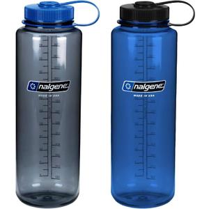 Sustain BPA-Free Water Bottle, Silo 48 oz, Wide Mouth - 2 Pack (Gray/Blue)