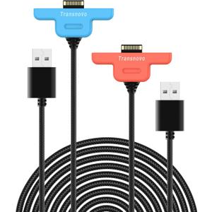 2 x Joycon Charger Cable, TRANSNOVO Joy Con Controller Charging Cord, 9.8FT Joy con Accessories Compatible with Nintendo Switch 2 Joycon Controllers, USB-A Ports, 2 Pack