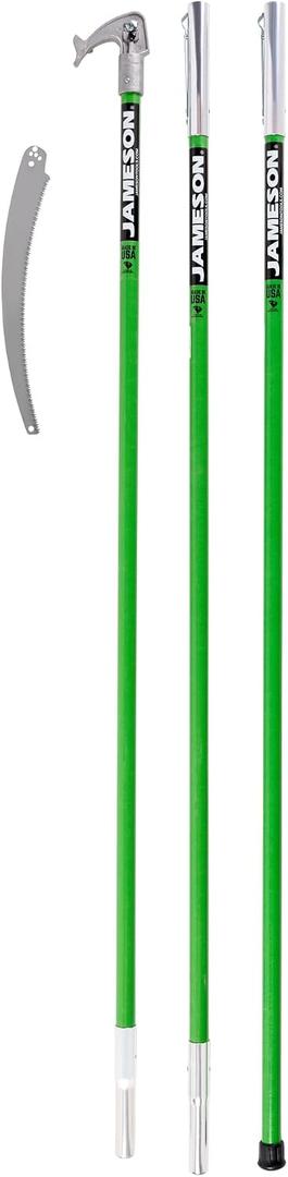 Jameson LS-Series Hollow Core Landscaping Tree Trimming Kit | 16 Barracuda Saw Blade | 18-Foot Reach | Fiberglass Poles with Leaf Spring Locking Buttons | Tree Pruning & Trimming Tool
