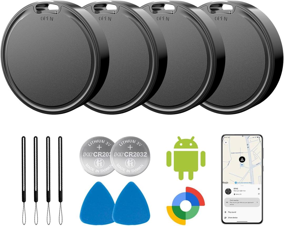 Air Tags for Android, Air Tags-4 Pack Android, Android Tracker Tags,2 Year Battery Life, Google Find Trackers for Google'S Find Hub App,IP65 Waterproof Luggage Tracker Android for Keys, Wallets, Suitcases