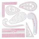 Fashion Clear Metric Sewing Ruler Set, French Curve Pattern Ruler Kit for Beginners Tailors Designers (A-9-Piece Set)