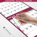 5 x 2026 Wall Calendar - 3 Month Calendar 2026 Vertical, Jan 2026 - Dec 2026, 3 Month Wall Calendar 2026, 11 x 26 In Open, 2026 Calendar with Large Print, Holidays, Thick Paper, Priorities Notes, Red