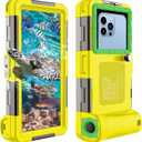 Underwater Snorkeling Diving Phone Case for iPhone 16/15/14/13/12/11 Pro Max/XR/X Galaxy S24/S23/S22/S21 Professional Universal Waterproof Case for Snorkeling Scuba Dive Photo Video, Yellow
