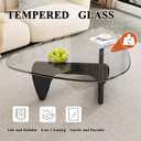 Mid Century Modern Glass Coffee Table, Coffee Table for Living Room,Triangle Coffee Tables,Suitable for Bedroom Living Room Reception Office Tables (Black/Transparent, ML), ML 39.5 * 27 * 16in