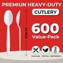 600Pack Disposable Plastic Spoons Bulk White Heavy Duty Plastic Teaspoons - Value Pack Cutlery Set For Parties, Restaurant (600SPOONS)