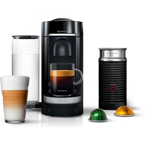 Nespresso VertuoPlus Deluxe Coffee and Espresso Machine Bundle with Aeroccino Milk Frother by De'Longhi, Black