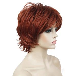 Lydell Short Layered Shaggy Wavy Full Synthetic Wigs 130 Copper Red