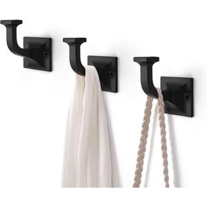 SAILING 3 Pack Coat Hooks - Matte Black Robe Hooks Decorative Wall Hooks for Bathroom Bedroom Kitchen Towel Robe Clothes Cabinet Closet Bathroom Hardware