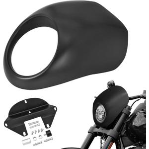 Amazicha Front Headlight Fairing Cowl Mask Fit for Harley Davidson Sportster XL 883 1200 Dyna FX XL 1973-UP (Matte Black)