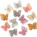 Sequins Butterfly Hair Clips - 12PCS Small Clamps for Thin Hair Styling Accessories, Classic Claws for Women & Girls