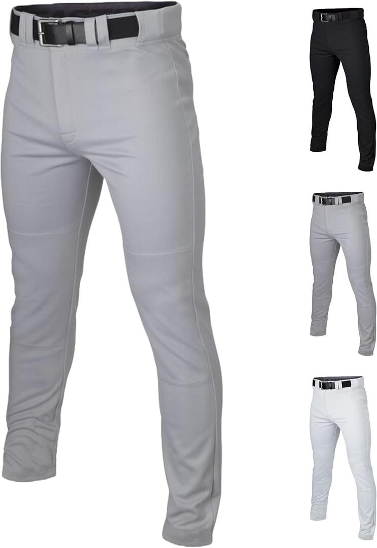 Easton | Rival+ Baseball Pants | Full Length Semi-Relaxed Fit | Youth Sizes | Solid | Multiple Colors (Large, Grey)