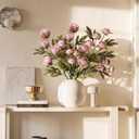 Thiccywoov 8 Pcs Faux Peony Stems Flowers Bulk Vintage Artificial Silk Peonies Stems Real Look Fake Peonies Branch for Vase Filler DIY Bouquet Centerpiece Home Indoor Outdoor Decor (Brownish)
