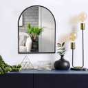 Small Black Metal Frame Bathroom Arch Mirror for Over Sink, 10x13 Inch Arched Tempered Mirror, Wall Vanity Mirror for Farmhouse, Modern Luxe Mirror for Bedroom, Living Room, Entryway