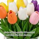 Easter Decorations,15pcs Artificial Tulips with 45pcs Bunny Vase Filler Kit, Ideal Easter Decorations for Spring Home Kitchen Table Centerpiece