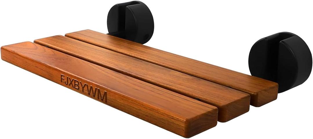 20" Shower Seat Teak Shower Bench, Wall Mounted Fold Down Shower Seats for Adults, Shower Seats for Adults a 400 lbs Capacity, Rust-Resistant Teak Folding Seat Suitable for Indoor Outdoor Use.