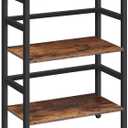 HOOBRO 3 Tier Bookshelf, 23.6" L Industrial Bookcase, Record Storage Rack with Side Fence, Storage Shelf with Metal Frame, Rustic Open Display Shelf for Living Room, Bedroom, Rustic Brown BF86CJ01G1