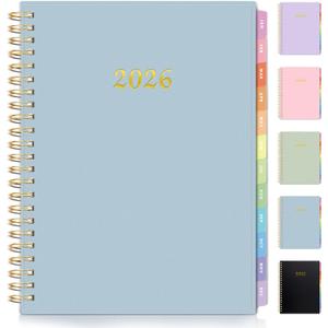 2026 Planner, Annecy Weekly  Monthly Planner 2026, Jan. 2026  Dec. 2026, 6.4" x 8.3" Monthly Agenda Planner with Tabs, Waterproof Flexible Cover, Spiral Binding, Double-sided Pocket, Bookmark, Blue