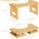 Foldable Toilet Stool, Bamboo Toilet Stool Squat for Adults, 7 Inches Poop Stool for Bathroom, Collapsible Potty Step Stool with Non-Slip Strip, Space-Saving, No Assembly (Natural)