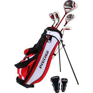 Precise X7 Kids Golf Clubs Set for Ages 3-5, 6-8, 9-12 | Right Hand Girls & Boys Golf Clubs with Lightweight Graphite Shafts, Hybrid & Stand Bag