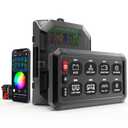 RGB 8 Gang Switch Panel, Marine Switch Panel Box, Multifunction Offroad Light Switch Panel, Wireless Auxiliary LED Switch Pod for 12V/24V Car Truck Jeep SUV Boat Marine, Waterproof, Phone Control