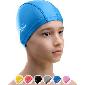 Spandex Swim Cap with Protective Layer // Comfortable Swimming Cap for Women Men Adult and Kids, Toddlers & Preschoolers Size / Unisex