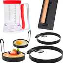 6 Piece Griddle Breakfast Kit for Blackstone, Griddle Accessories Set - Included Pancake Batter Dispenser, Heavy Duty Grill Press,8" Large Omelette Ring,6" Pancake Ring,4" Round Egg Ring,3"Egg Ring
