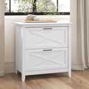 Bush Furniture Key West Lateral File Cabinet, Modern Farmhouse 2 Drawer File Cabinet for Home Office (Pure White Oak)
