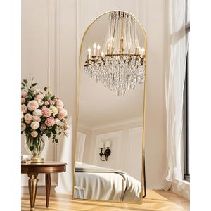 PIUDOC 58"x19"Floor Mirror Full Length,Arched Full Length Mirror with Stand,Full Body Mirror,Hanging or Large Leaning for Bedroom Living Room Gold