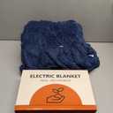 Heated Throw Blanket 50"x60" with 5 Heating Levels & 4 Hours Auto Off, Soft & Plush Sherpa Electric Blanket Throw with ETL & FCC Certification for Home Use, Machine Washable, Great Gift, Navy Blue