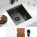 15 Inch Black Undermount Bar Sink, Swift Horse 15x17 Inch 16 Gauge Black Stainless Steel Undermount Single Bowl Kitchen Bar Sinks