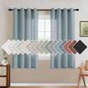 H.VERSAILTEX Living Room Linen Curtains Home Decorative Nickel Grommet Curtains Privacy Added Energy Saving Light Filtering Window Treatments Draperies for Bedroom, Stone Blue, 2 Panels, 52 x 63 Inch