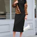 Wenrine Women's Short Sleeve T-Shirt Dress Summer Crew Neck Basic Solid Casual Long Midi Dresses
