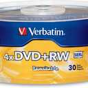 Verbatim DVD+RW 4.7GB 120Min Up to 4X Blank Discs Rewritable Up to 1000 Times - 30pk Spindle