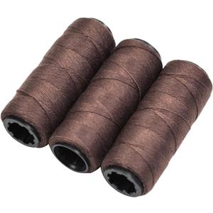3 Rolls Weaving Threads Sewing Threads for Wig Making Hand Sewing Hair Weft & DIY Craft (Brown)