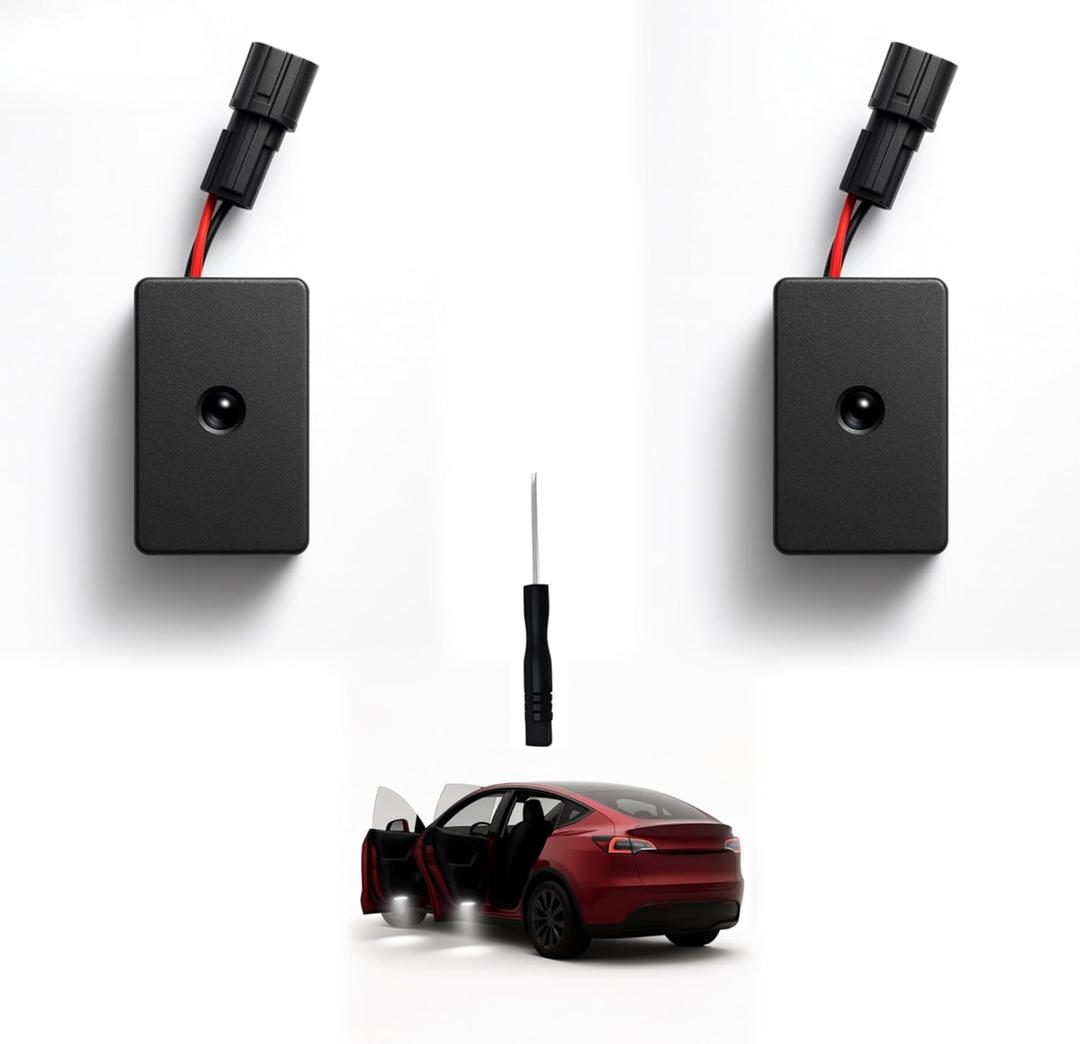 Door Projector Puddle Lights Compatible with Tesla Model 3 (2017-2025, Highland) & Model Y (2020-2026, Juniper), Glass Lens, Plug-and-Play, 2-Pack