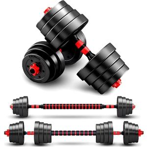 Adjustable-Dumbbells-Sets,Free Weights-Dumbbells Set of 2 Convertible To Barbell A Pair of Lightweight for Home Gym,Women and Men Equipment (red 60lbs(30lbs*2))