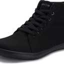 WHITIN Men's Wide Toe Box Hightop Barefoot Shoes Boots Canvas Sneakers Zero Drop Sole Size 7 Casual Minimalist Training Walking Weightlifting All Black 40